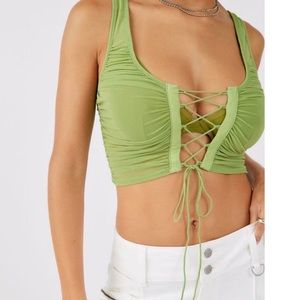 Urban Outfitters green mesh tank top tie up in the front
